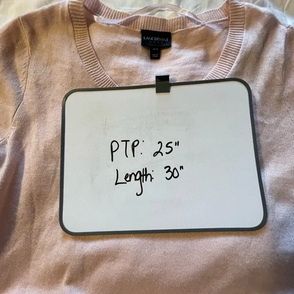 Light pink crew neck sweater with bottom ruffle trim - Picture 5 of 7